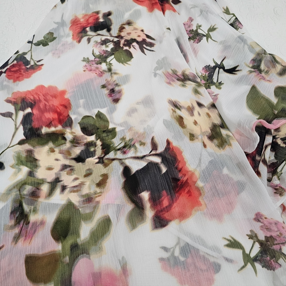 Calvin KleinWomen's Floral-print Faux-wrap Chiffon High-low Dress Sz 4 NWT - Picture 12 of 16